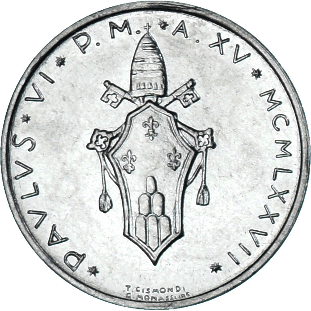 Moneda, CIUDAD DEL VATICANO, Paul VI, Lira, 1977, Roma, SC, Aluminio, KM:116