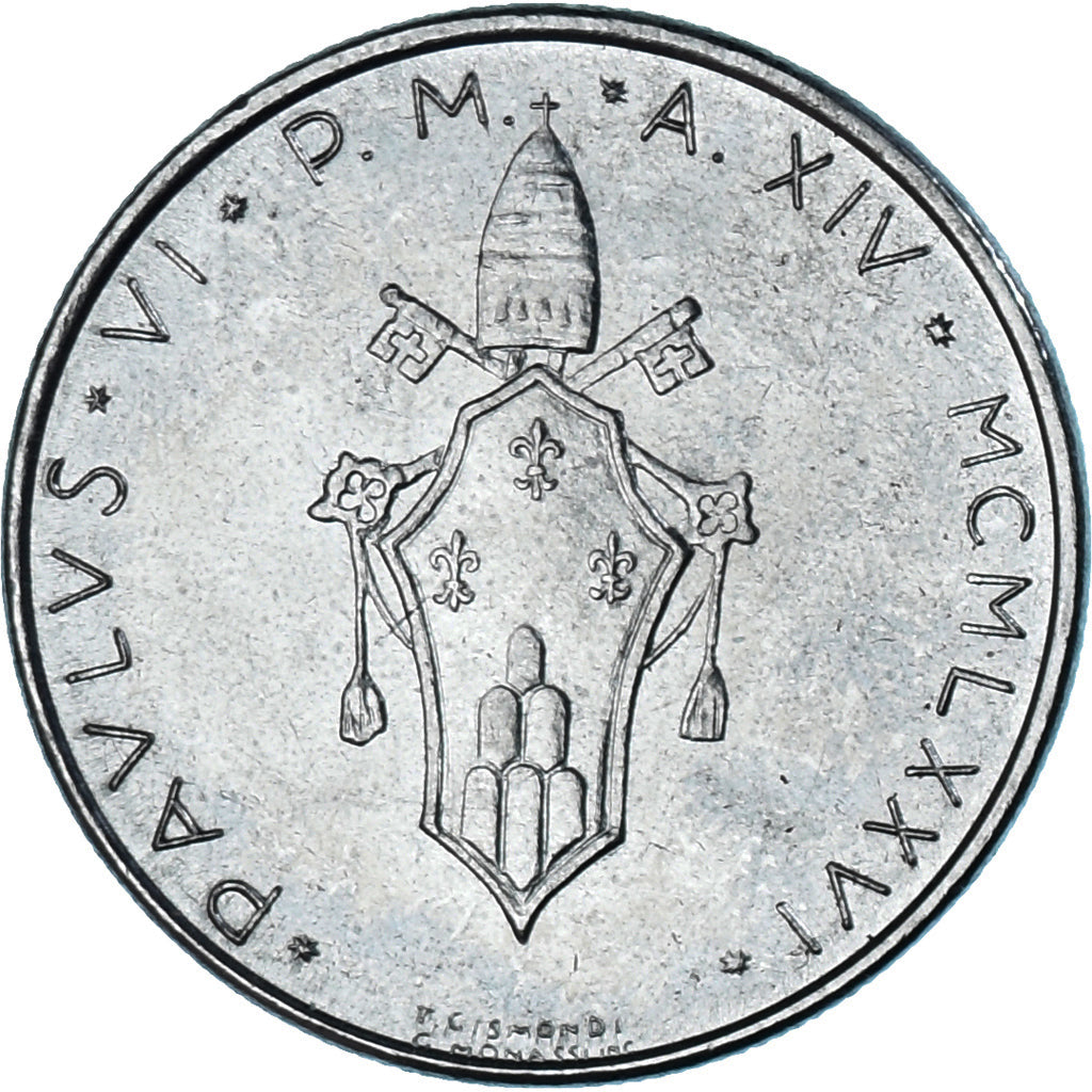 Moneda, CIUDAD DEL VATICANO, Paul VI, 50 Lire, 1976, Roma, SC, Acero inoxidable