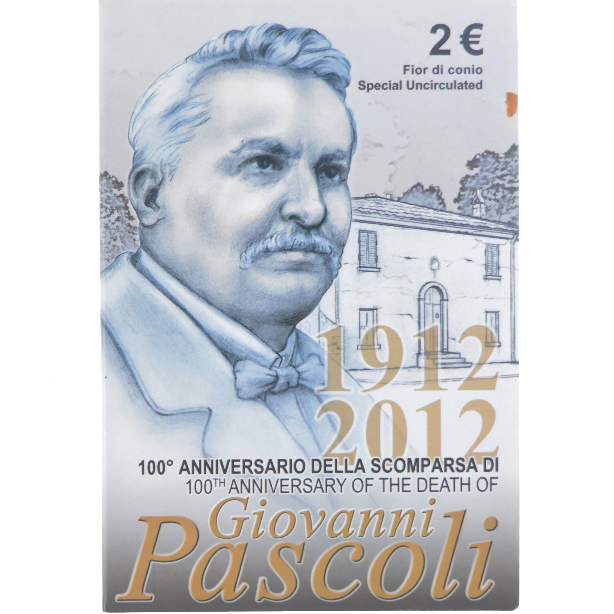 Italia, 2 Euro, Giovanni Pascoli, 2012, Rome, Special Unc., FDC, Bi-metallico