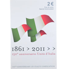 Italy, 2 Euro, italian unification 150 th anniversary, 2011, Rome, BU
