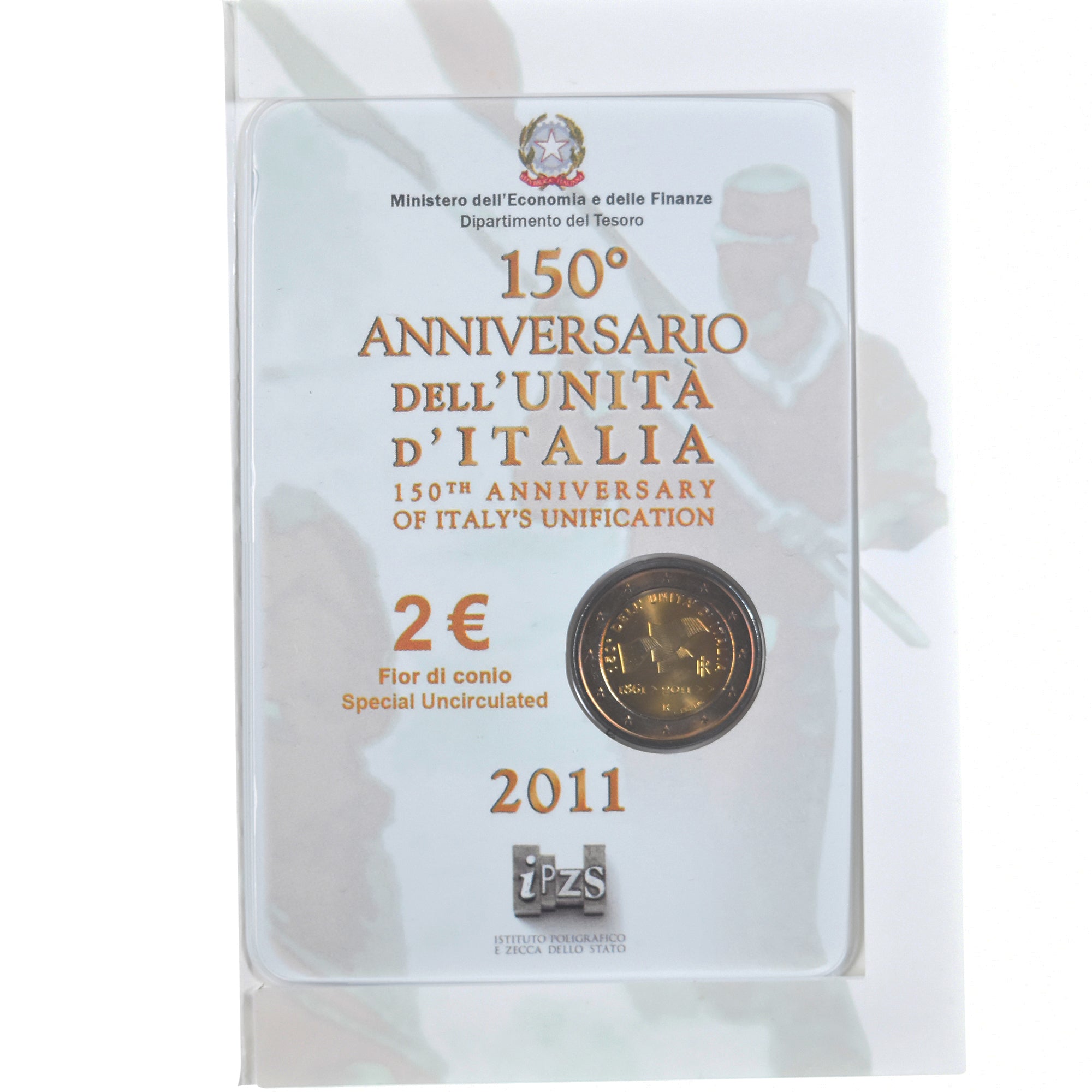 Italy, 2 Euro, italian unification 150 th anniversary, 2011, Rome, BU