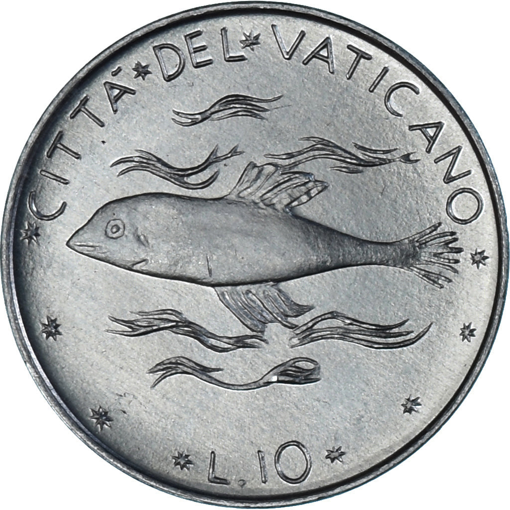 Moneda, CIUDAD DEL VATICANO, Paul VI, 10 Lire, 1976, SC, Aluminio, KM:119