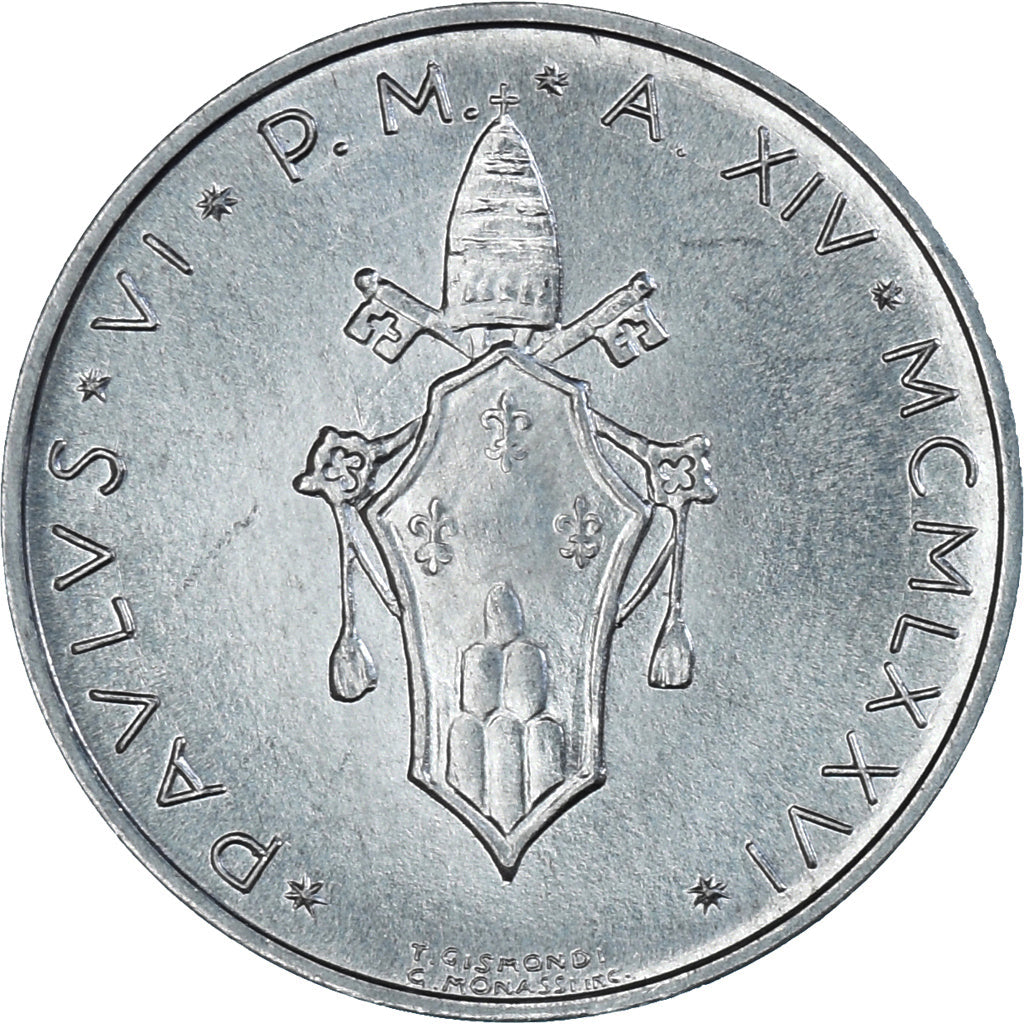 Moneda, CIUDAD DEL VATICANO, Paul VI, 5 Lire, 1976, Roma, SC, Aluminio, KM:118