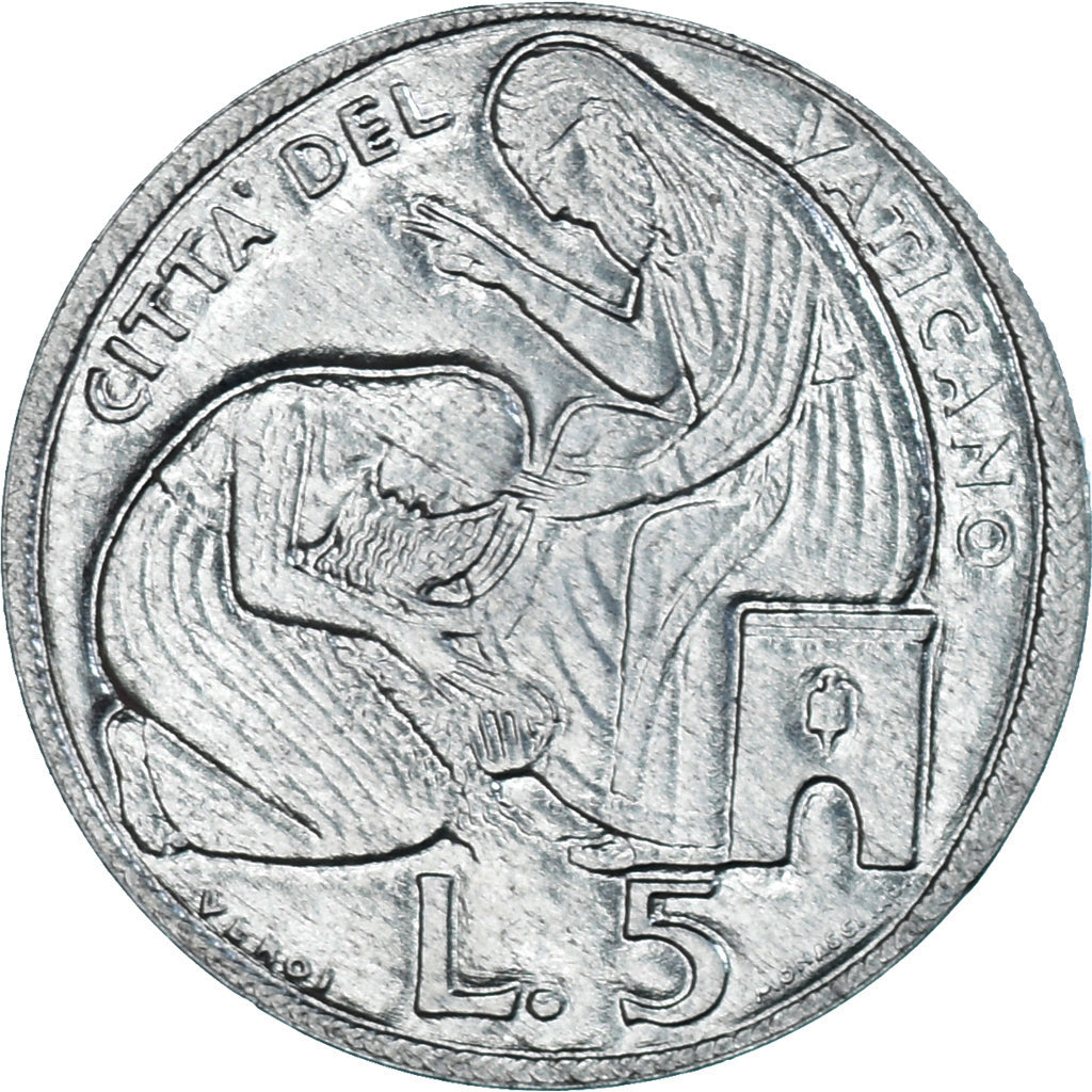 Moneta, CITTÀ DEL VATICANO, Paul VI, 5 Lire, 1975, Roma, SPL+, Alluminio