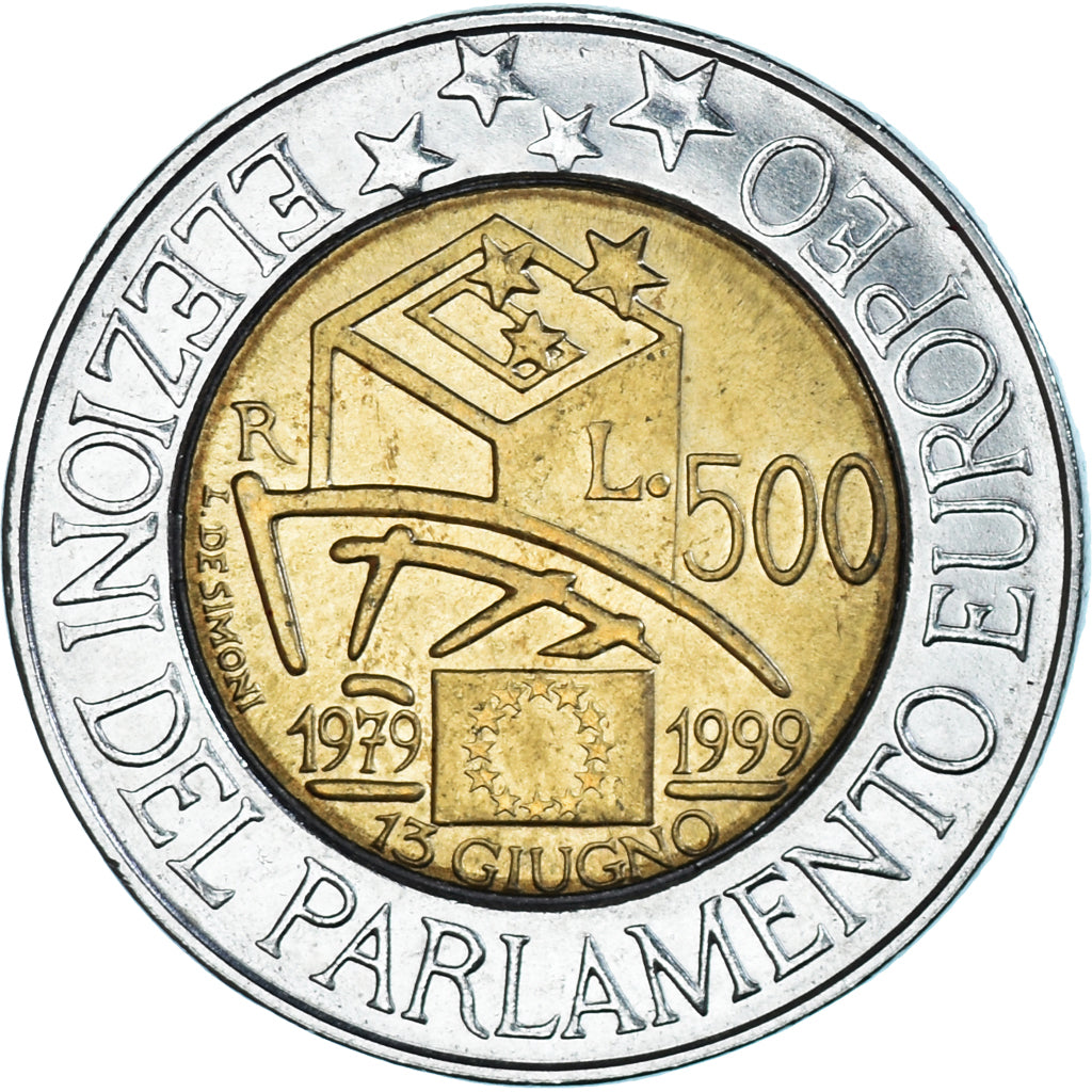 Coin, Italy, 500 Lire, 1999, Rome, EF(40-45), Bi-Metallic, KM:203