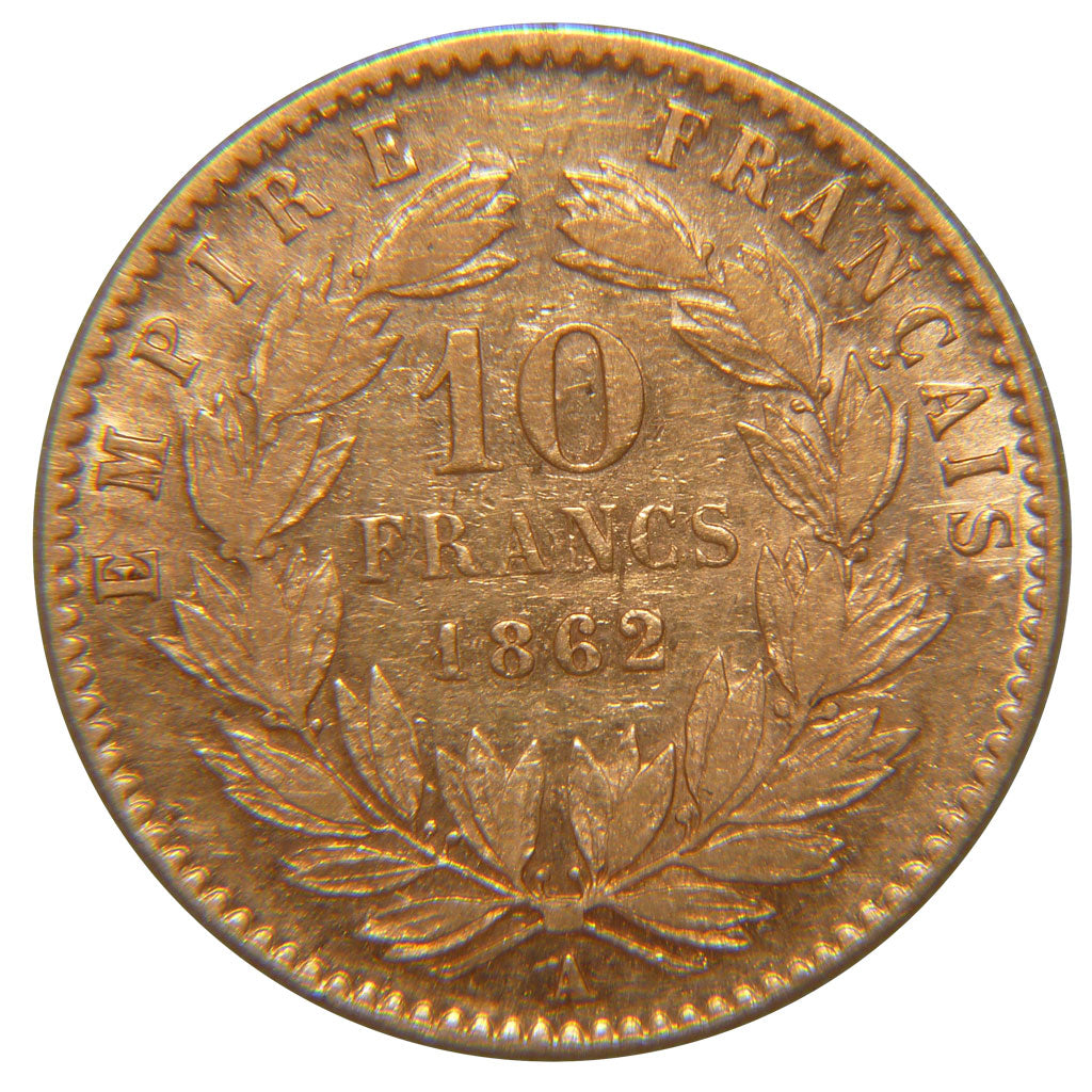 FRANCE, Napoléon III, 10 Francs, 1862, Paris, EF(40-45), Gold, Gadoury #1015, 3.