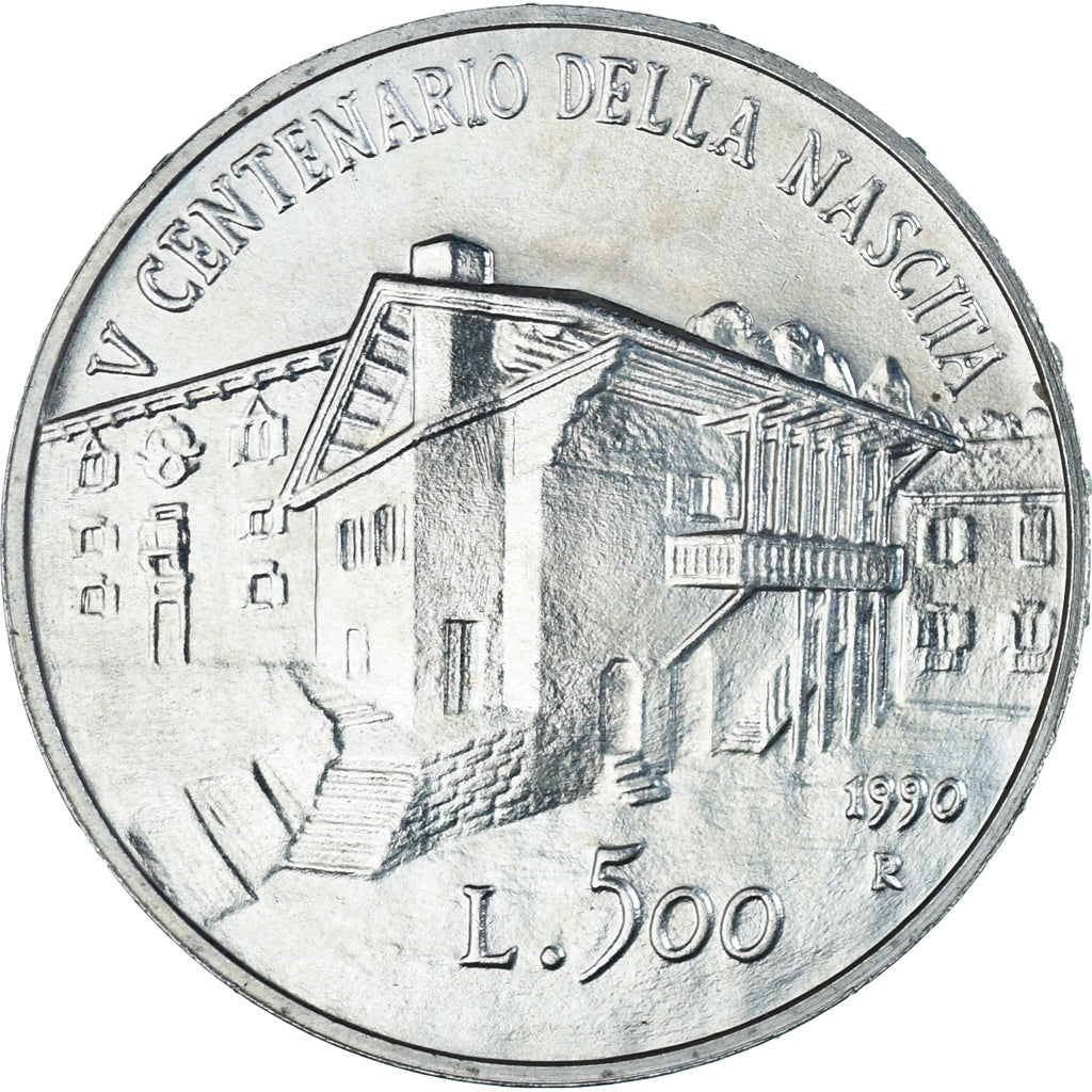 Coin, Italy, 500 Lire, 1990, Rome, 500e anniversaire de la naissance du Titien