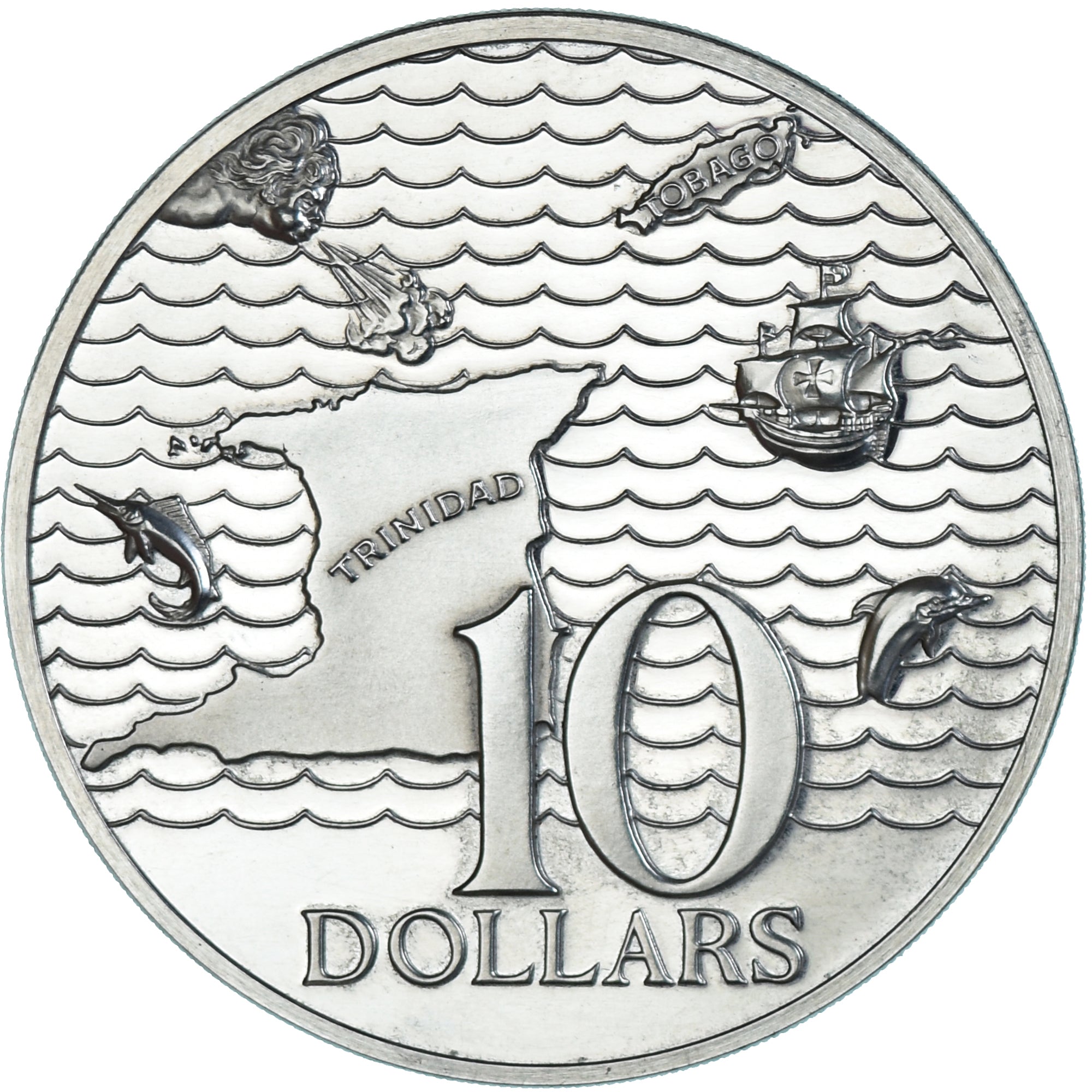 Coin, TRINIDAD & TOBAGO, 10 Dollars, 1972, Franklin Mint, Independence, MS(63)