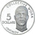 Moneda, Guyana, 5 Dollars, 1976, Franklin Mint, BE, SC, Plata, KM:43a