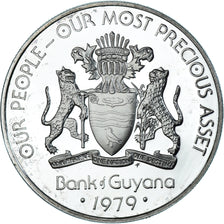 Coin, Guyana, 5 Dollars, 1979, Franklin Mint, BE, AU(50-53), Silver, KM:43a