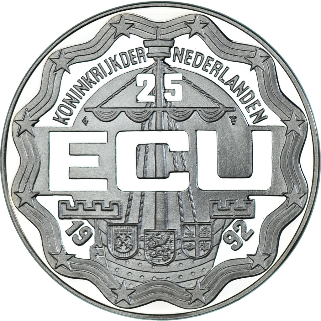 Moneda, Países Bajos, Beatrix, 25 Ecu, 1992, Utrecht, BE, FDC, Plata, KM:62.1