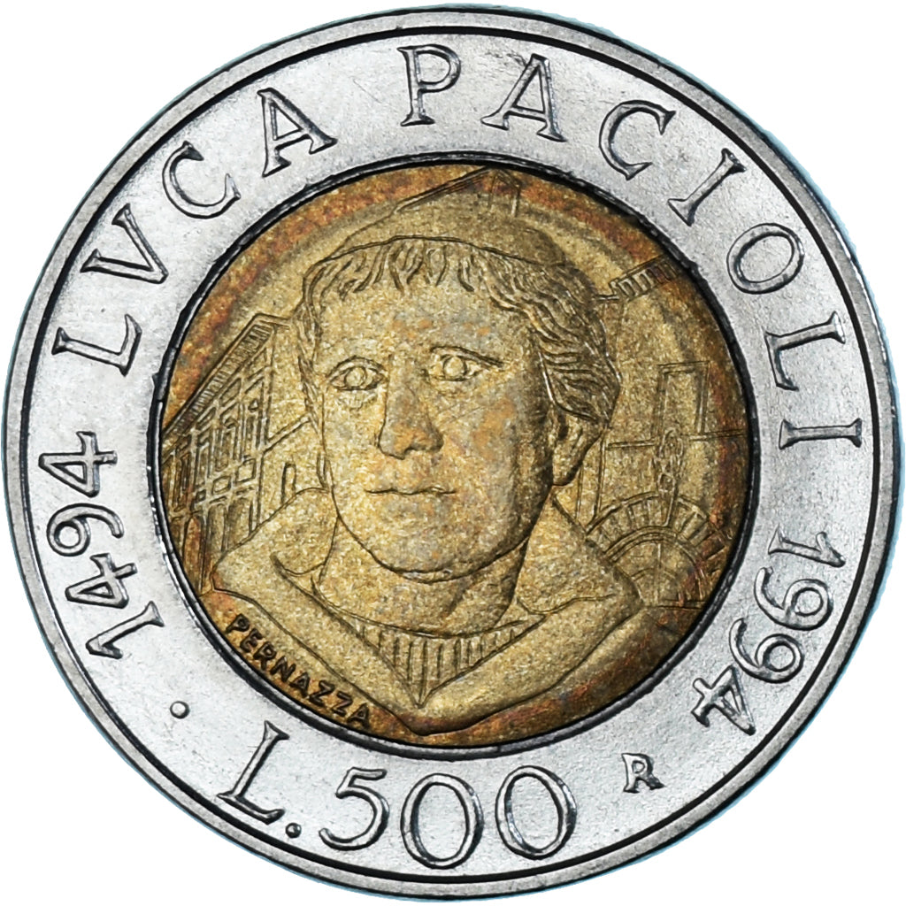 Coin, Italy, 500 Lire, 1994, Rome, AU(50-53), Bi-Metallic, KM:167