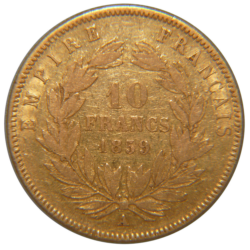 FRANCE, Napoléon III, 10 Francs, 1859, Paris, VF(30-35), Gold, Gadoury #1014, 3.