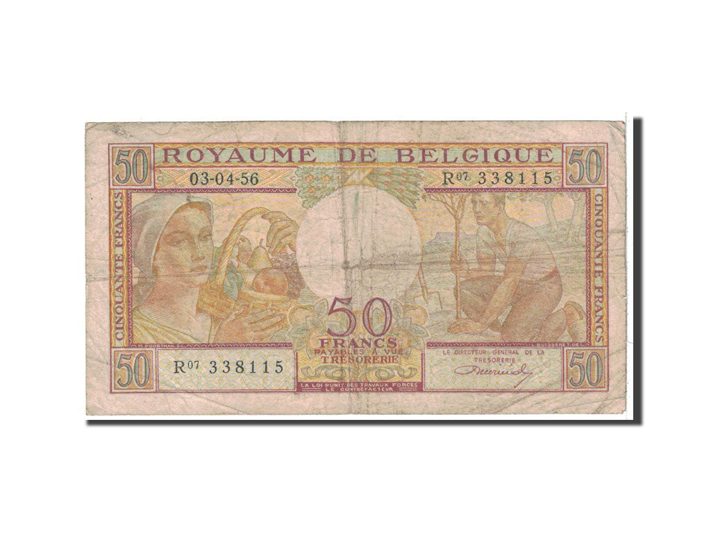 Banknote, Belgium, 50 Francs, 1956, 1956-04-03, KM:133b, VF(20-25)
