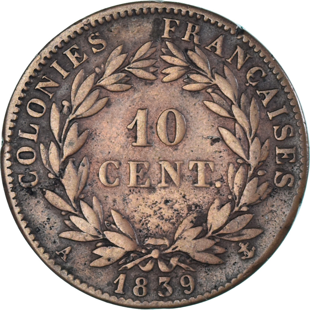 Coin, FRENCH COLONIES, Louis - Philippe, 10 Centimes, 1839, Paris, VF(30-35)