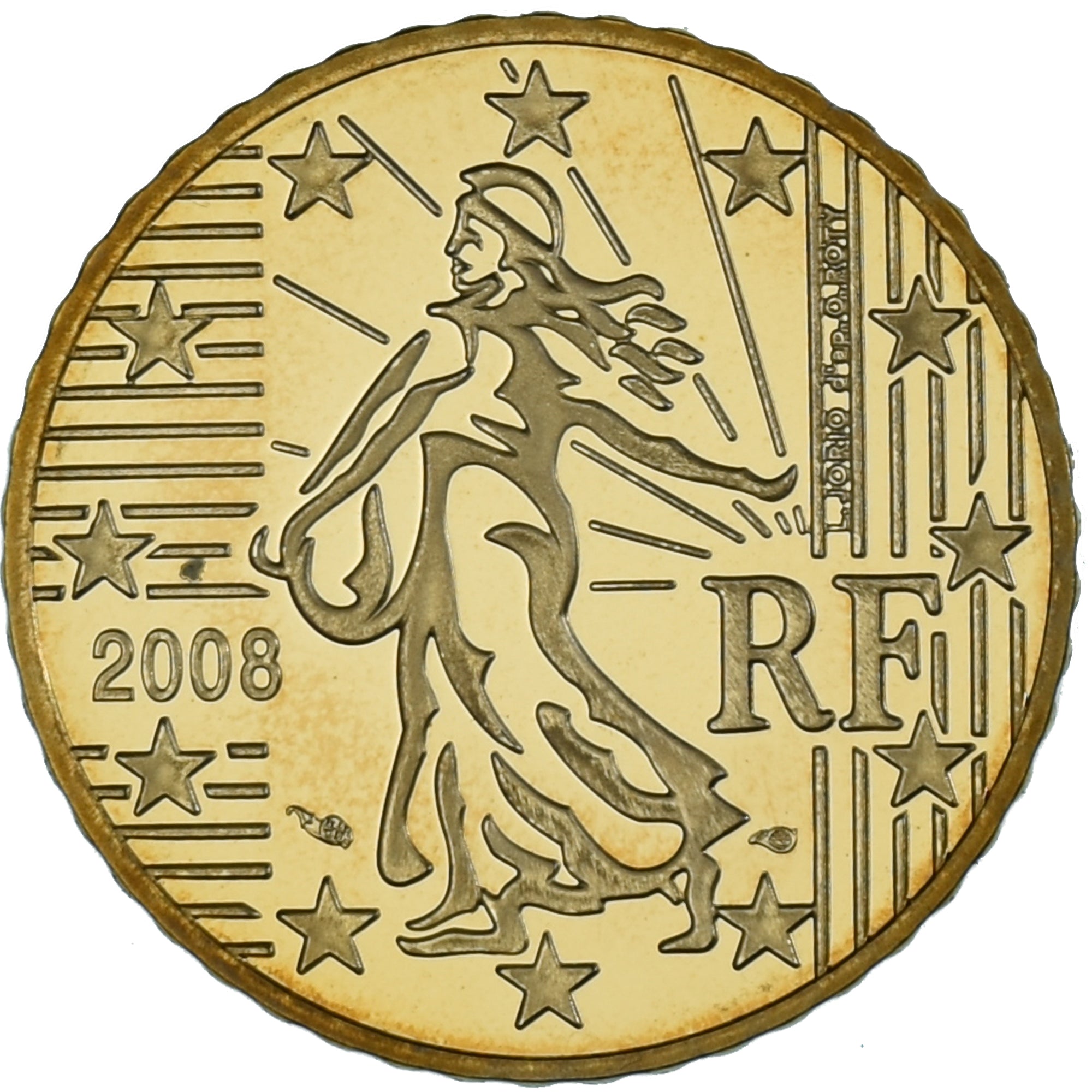 France, 50 Euro Cent, 2008, Paris, BE, MS(65-70), Brass, KM:1412