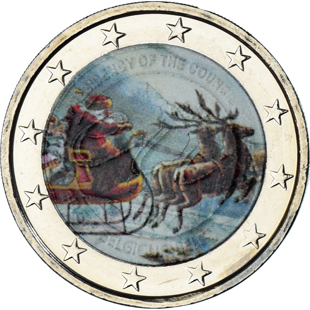 Francja, 2 Euro, Fantaisy coinage .colorized. noël, MS(63), Bimetaliczny