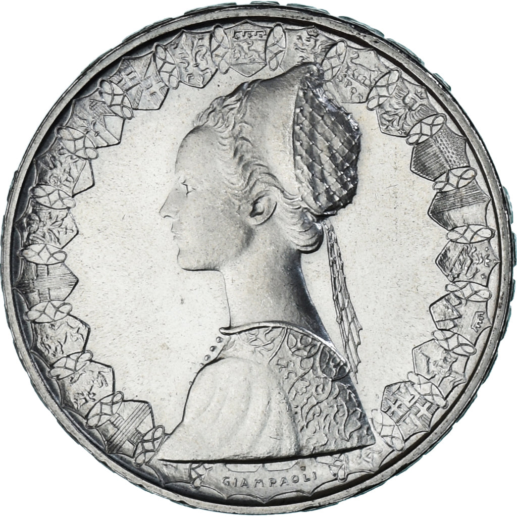 Coin, Italy, 500 Lire, 1968, Rome, Christopher Columbus's ships, the Nina, Pinta