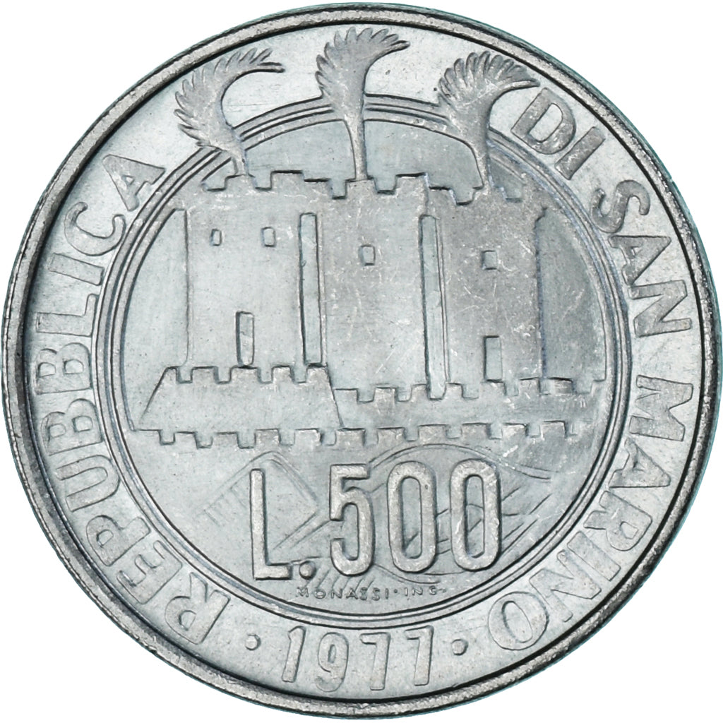 Coin, San Marino, 500 Lire, 1977, MS(65-70), Silver, KM:71
