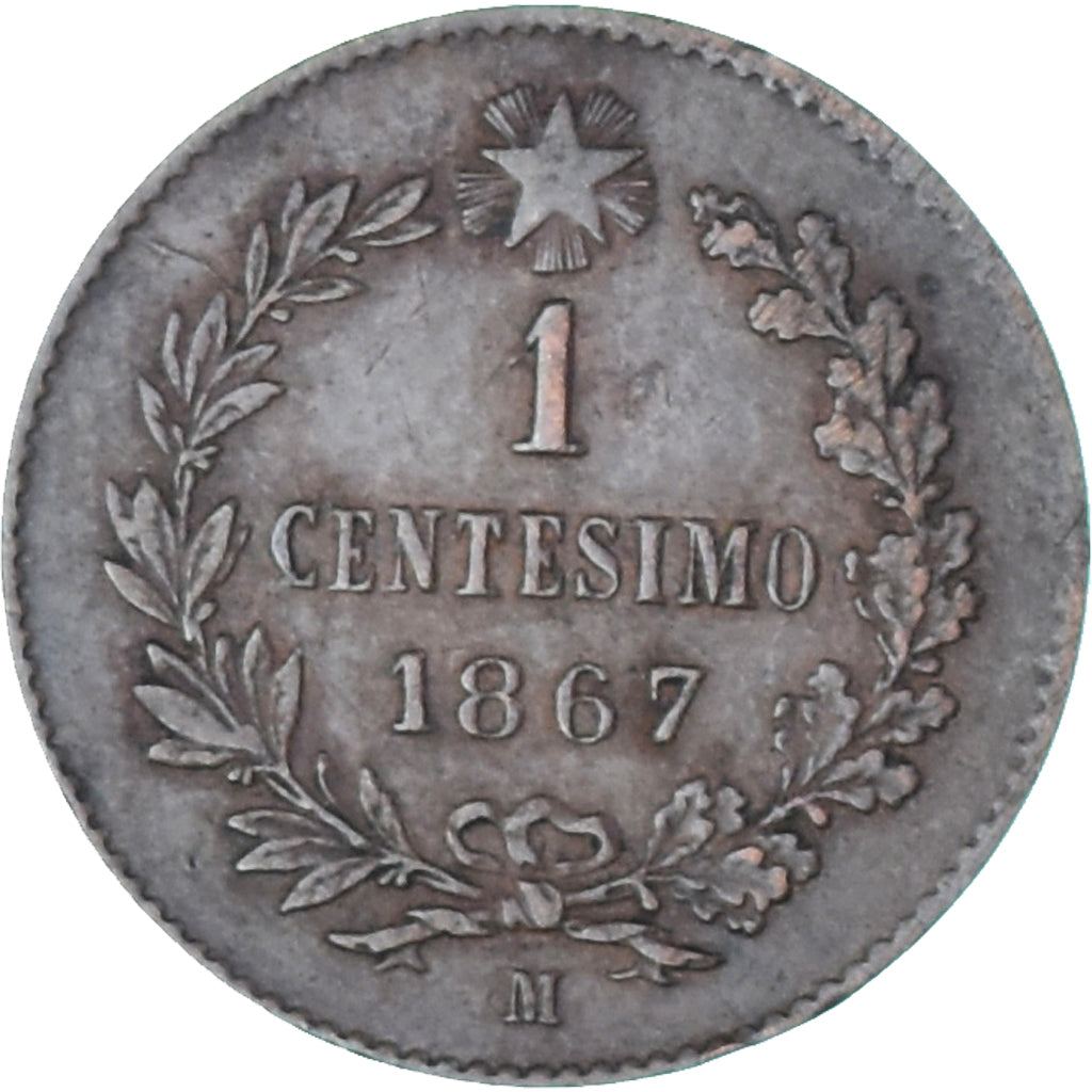 Coin, Italy, Vittorio Emanuele II, Centesimo, 1867, Milan, AU(55-58), Copper