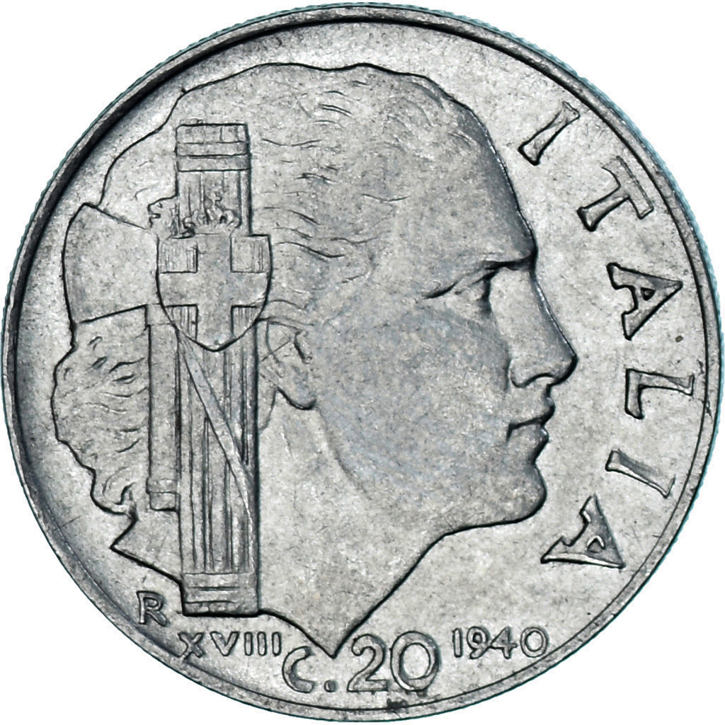 Moneda, Italia, 20 Centesimi, 1940, Rome, MBC, Acmonital (ferritique), KM:75b