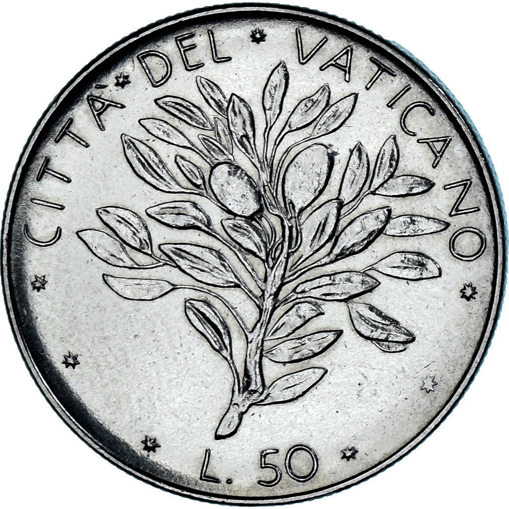 Moneda, CIUDAD DEL VATICANO, Paul VI, 50 Lire, 1971, Roma, MBC+, Acero