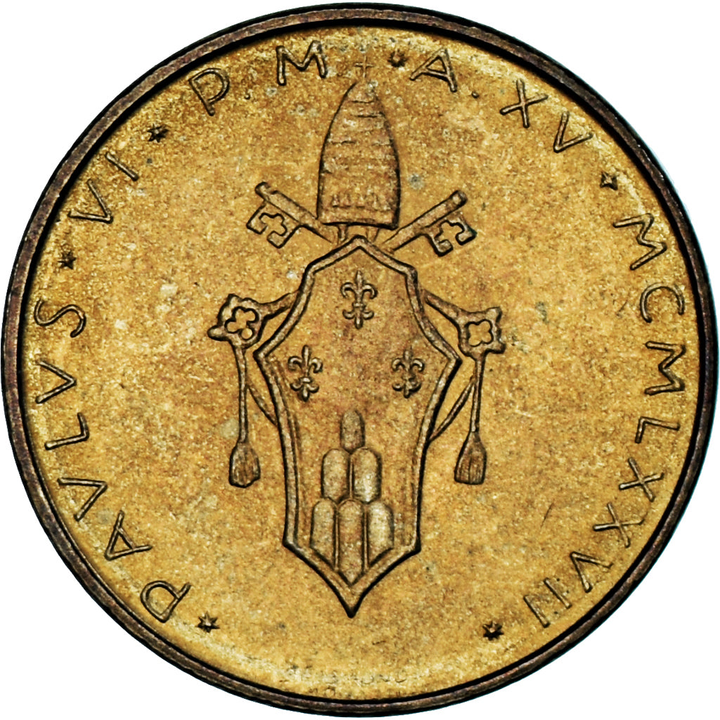 Moneda, CIUDAD DEL VATICANO, 20 Lire, 1977, MBC, Aluminio - bronce, KM:120
