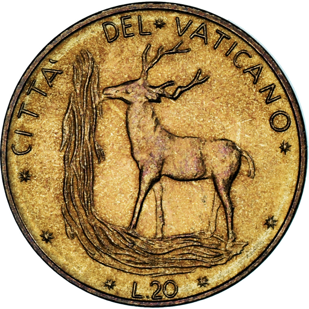 Moneda, CIUDAD DEL VATICANO, 20 Lire, 1977, MBC, Aluminio - bronce, KM:120