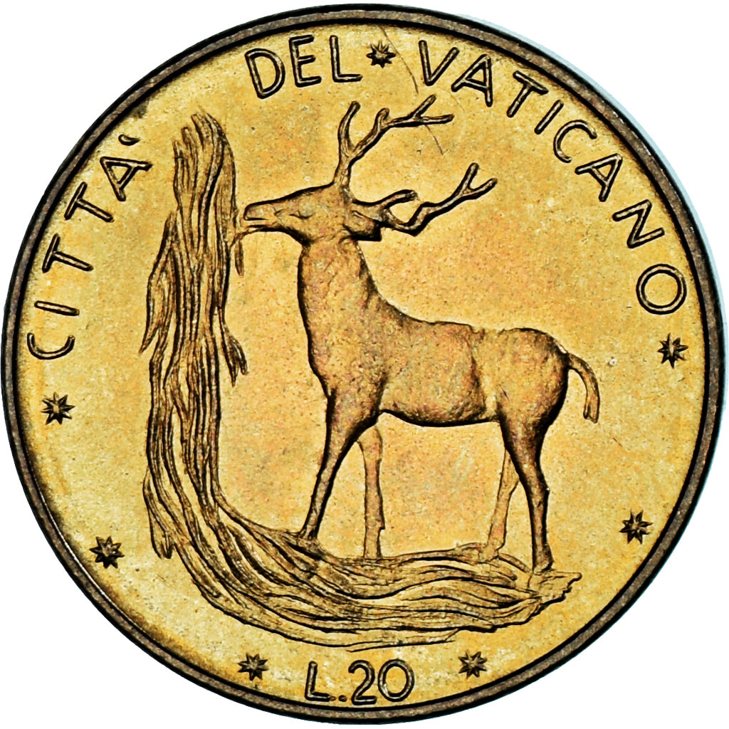 Moeda, CIDADE DO VATICANO, Paul VI, 20 Lire, 1977, Roma, MS(60-62)