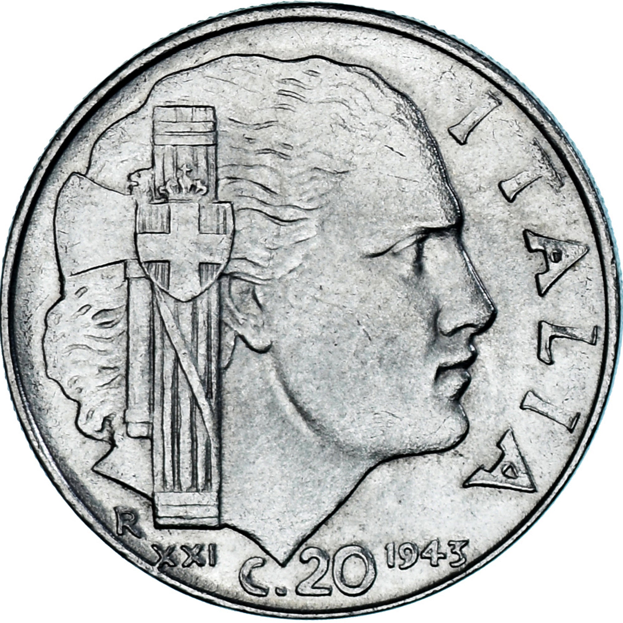 Moneta, Włochy, Vittorio Emanuele III, 20 Centesimi, 1943, Rome, AU(55-58)