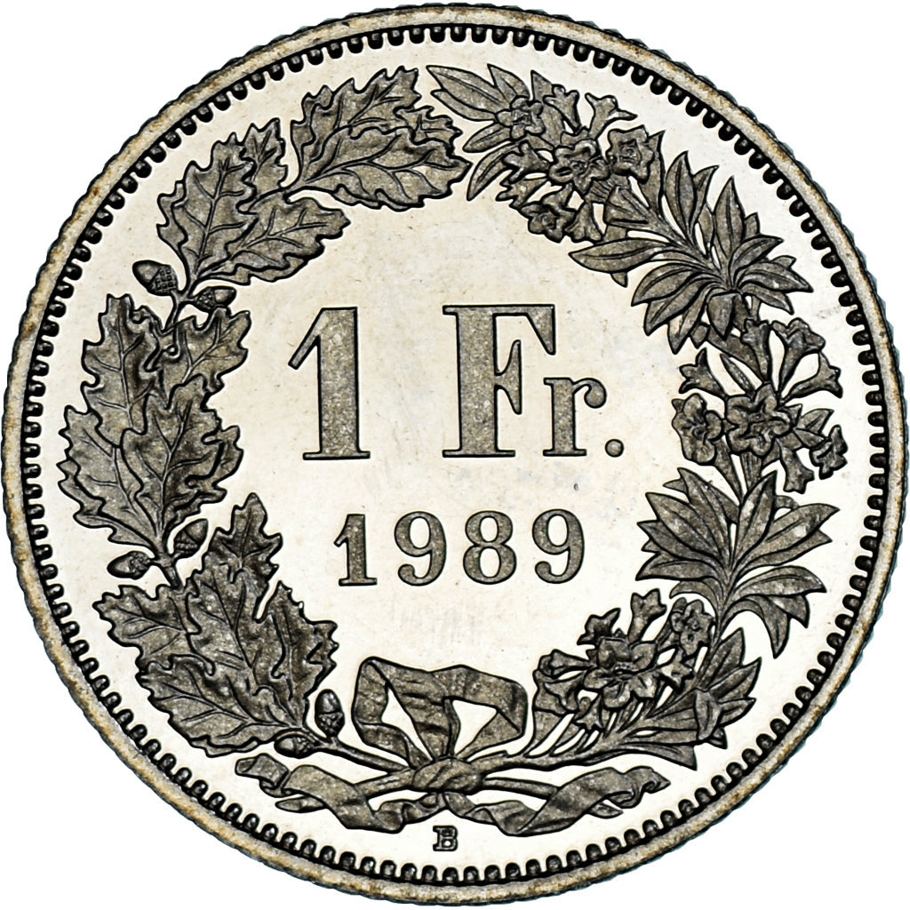 Moneta, Szwajcaria, Franc, 1989, Bern, BE, MS(63), Cupronickel, KM:24a.3