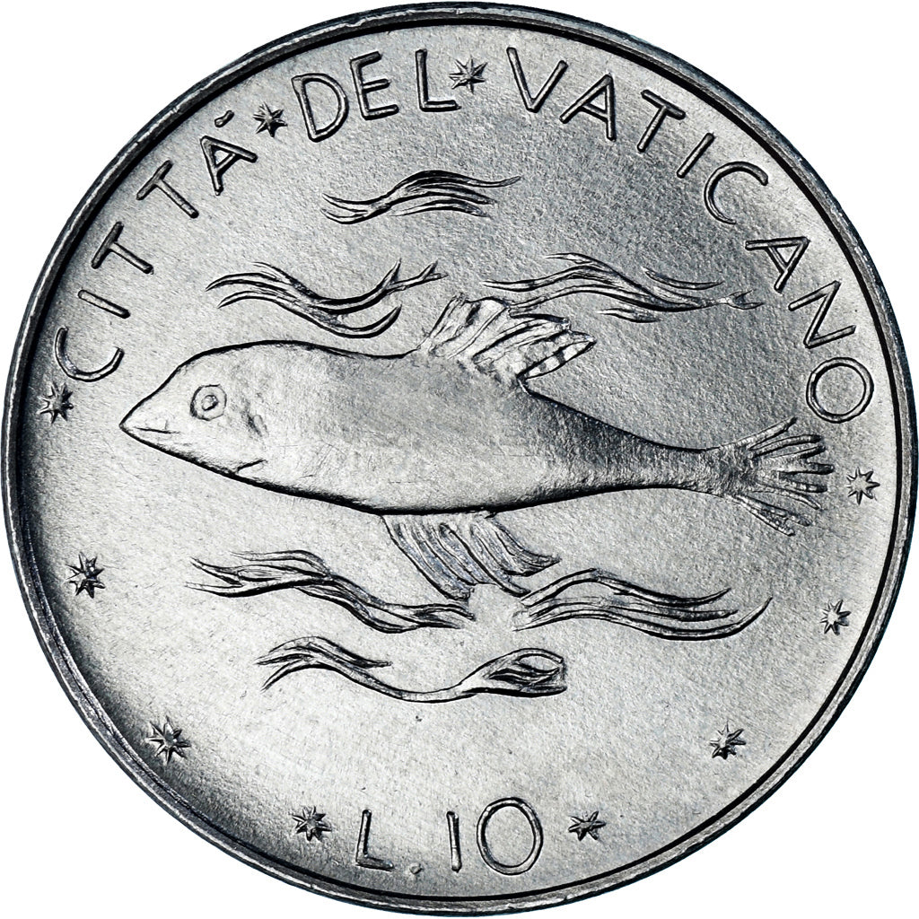 Moneda, CIUDAD DEL VATICANO, Paul VI, 10 Lire, 1977, Roma, EBC, Aluminio, KM:119