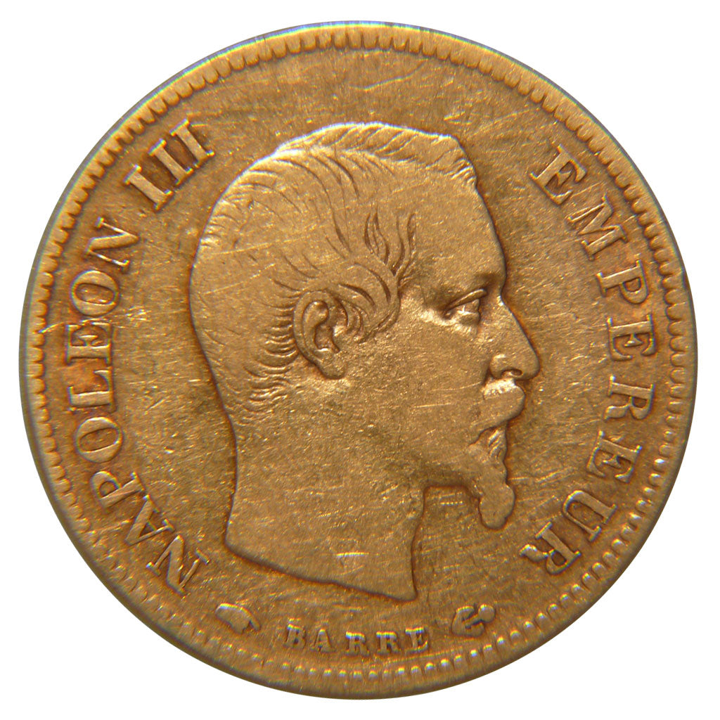 FRANCE, 10 Francs, 1855, Paris, VF(30-35), Gold, Gadoury #1014, 3.20
