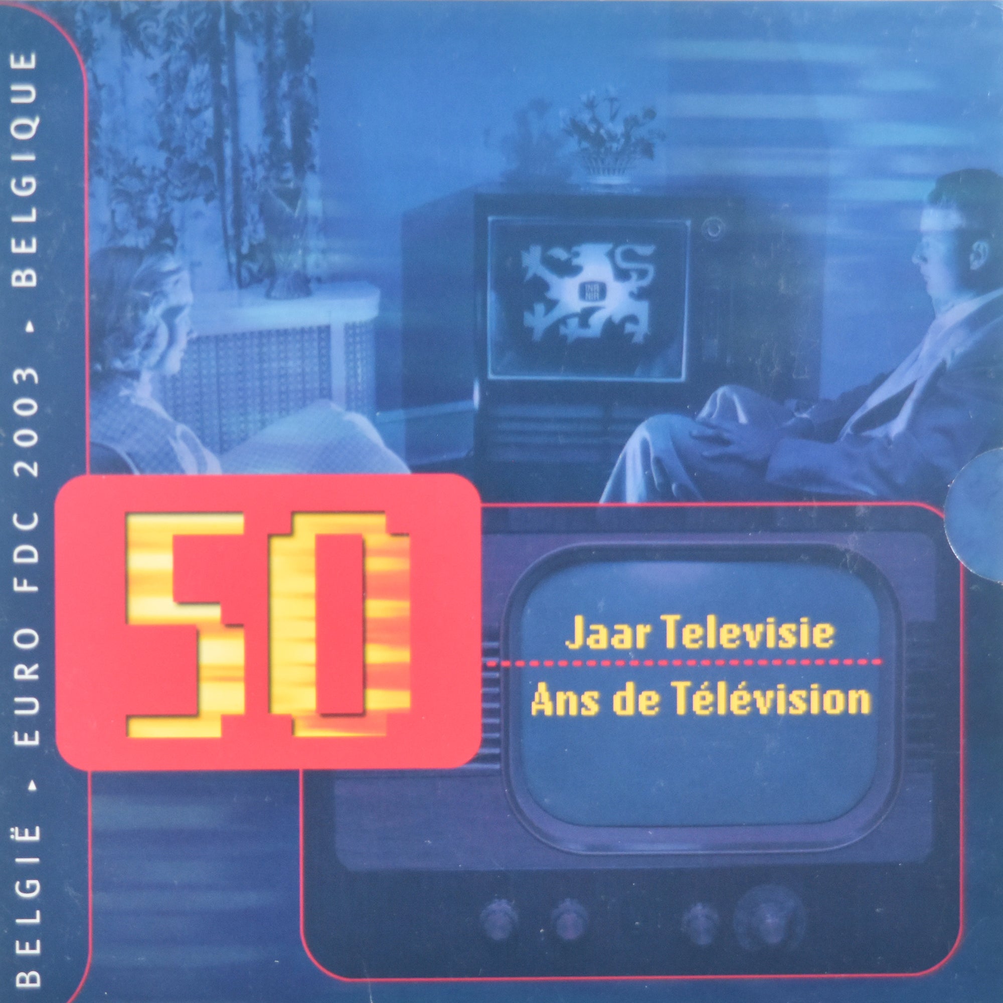 Bélgica, Set Euros, 2003, Brussels, 50 Ans de télévision, MS(65-70), N/D