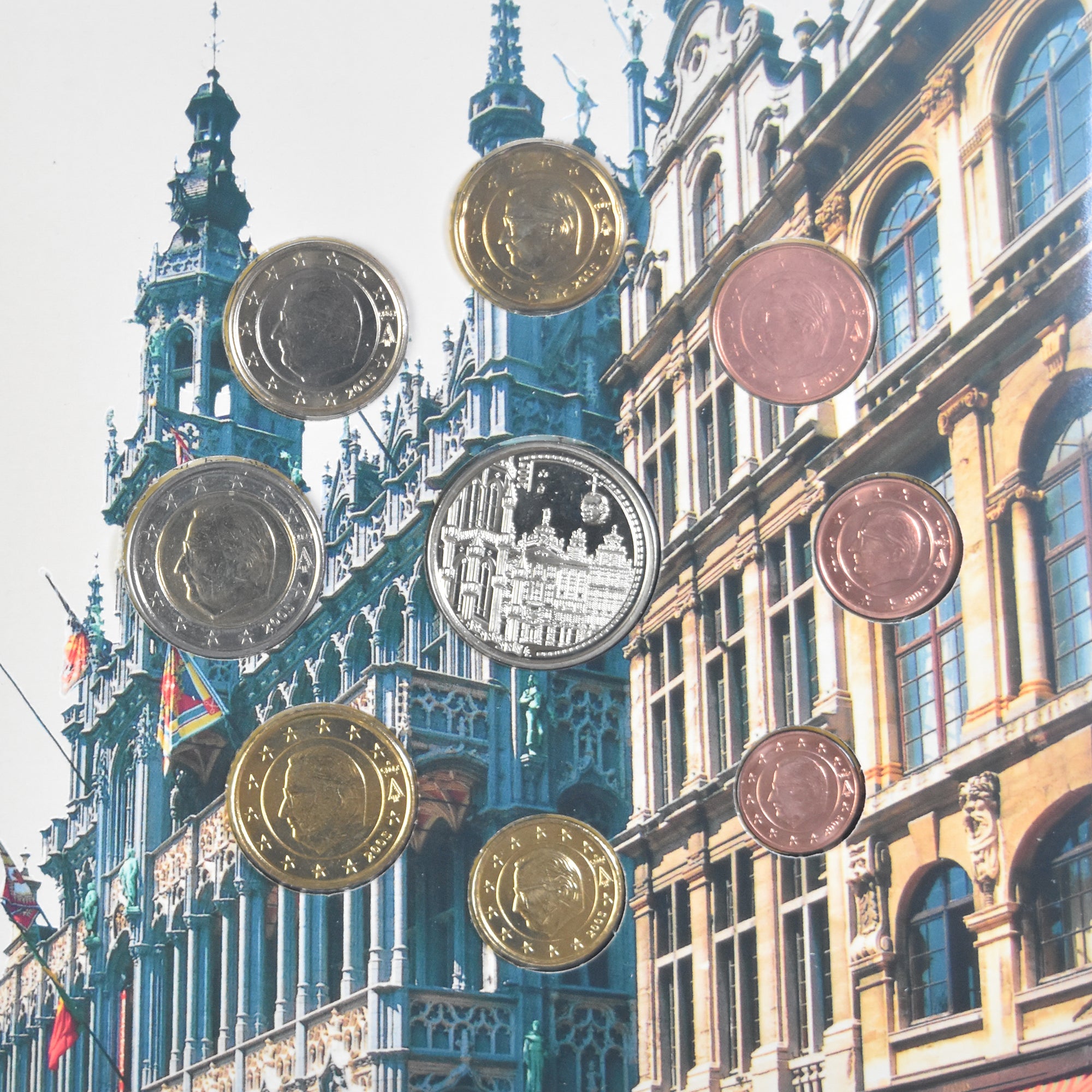 Belgien, 1 Cent to 2 Euro, euro set - Grand'Place de Bruxelles, 2005, Royal