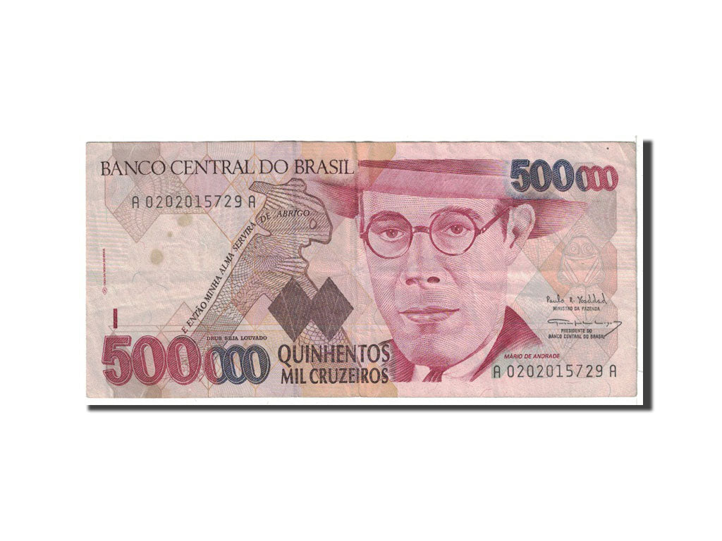 Brazil, 500,000 Cruzeiros, 1993, KM:236a, VF(20-25)