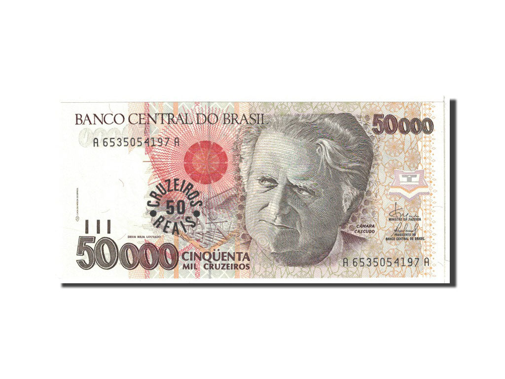 Billet, Brésil, 50 Cruzeiros Reais on 50,000 Cruzeiros, 1993, Undated, KM:237