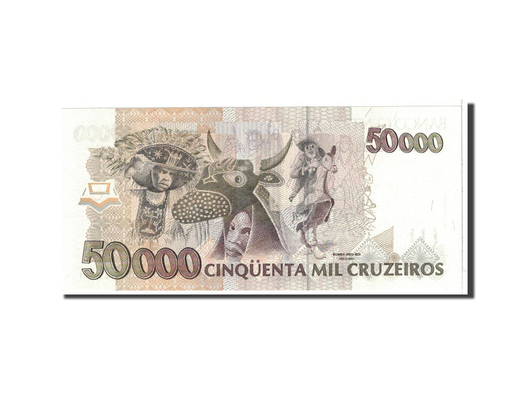 Billet, Brésil, 50 Cruzeiros Reais on 50,000 Cruzeiros, 1993, Undated, KM:237