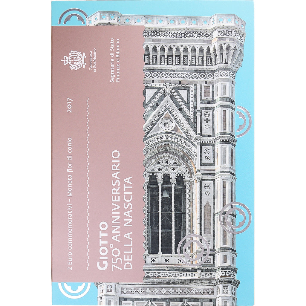 San Marino, 2 Euro, 750 anniversaire de la naissance de Giotto, 2017, Rome, FDC