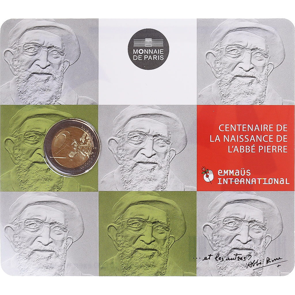 France, 2 Euro, Abbé Pierre, 2012, BU, MS(65-70), Bi-Metallic