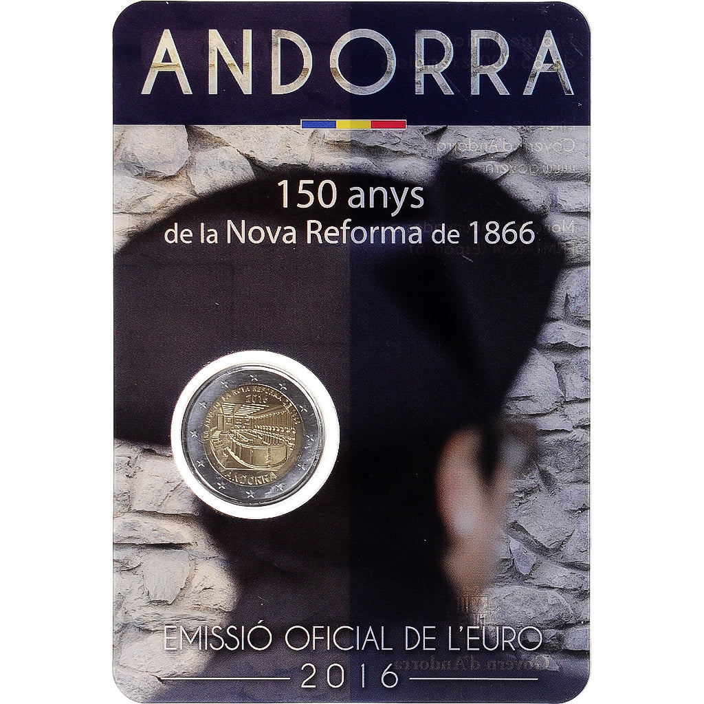 Andorra, 2 Euro, Réforme de 1866, 2016, BU, MS(65-70), Bi-Metallic