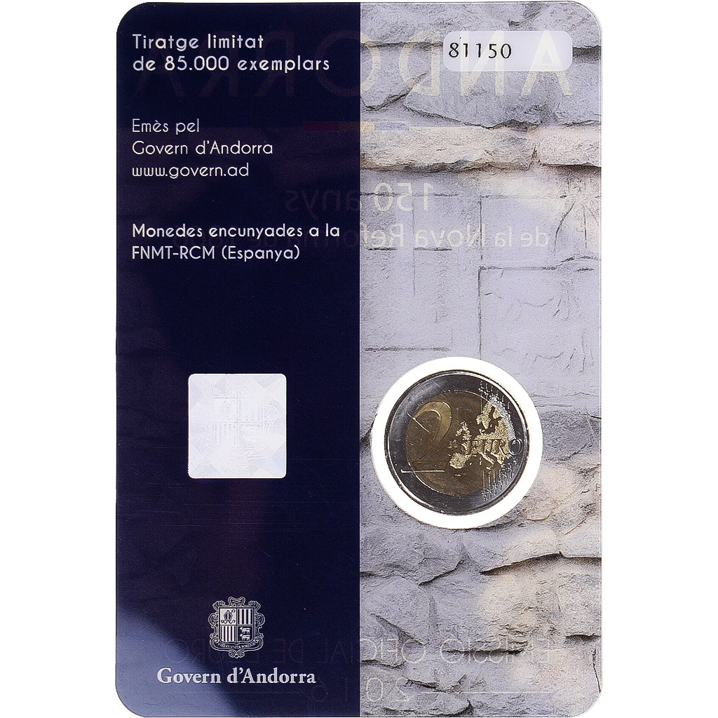 Andorra, 2 Euro, Réforme de 1866, 2016, BU, MS(65-70), Bi-Metallic