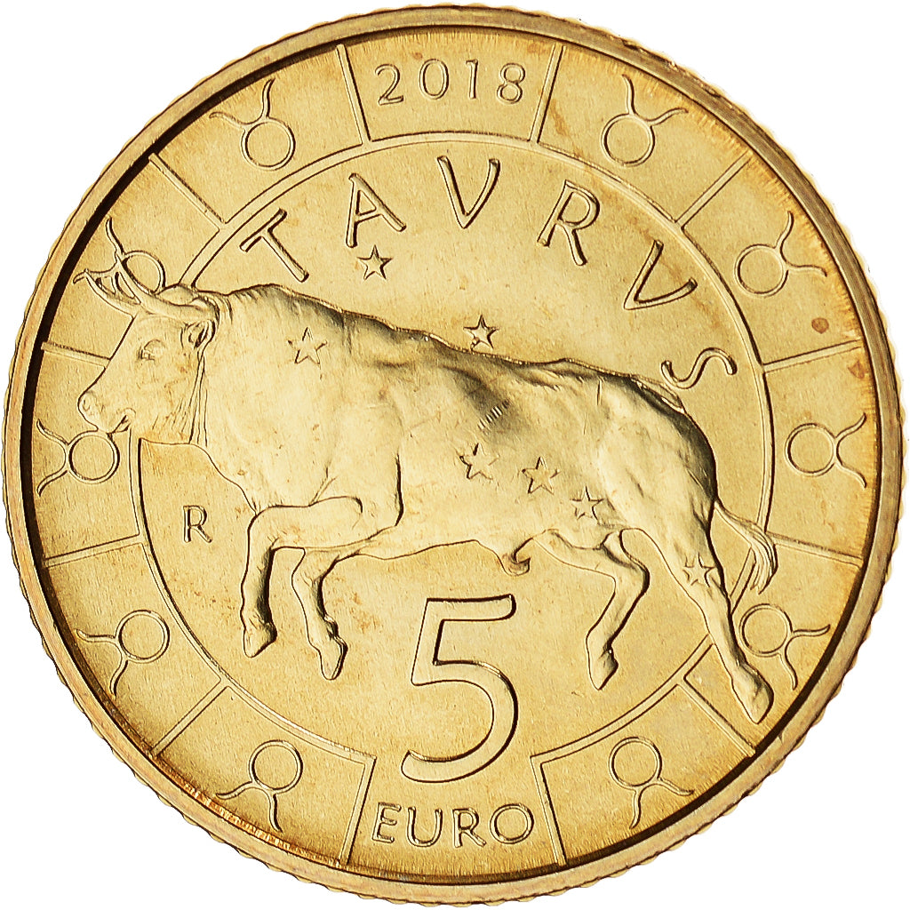 San Marino, 5 Euro, Taurus, 2018, MS(65-70), Bronzital