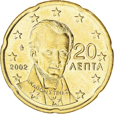 Greece, 20 Euro Cent, 2002, Athens, MS(65-70), Brass, KM:185