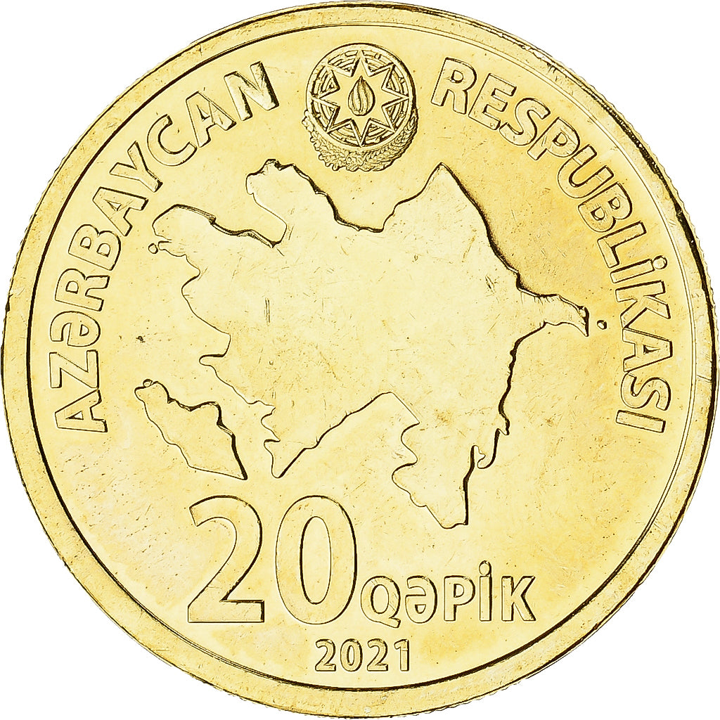 Coin, Azerbaijan, 20 Qapik, 2021, MS(63), laiton, KM:90