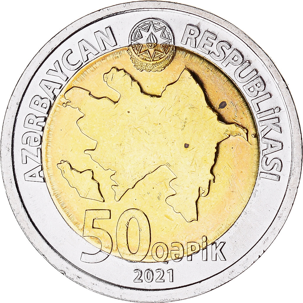 Coin, Azerbaijan, 50 Qapik, 2021, MS(63), Bi-Metallic