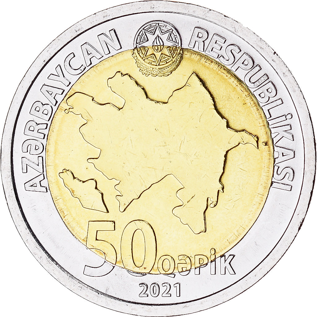 Coin, Azerbaijan, 50 Qapik, 2021, MS(63), Bi-Metallic