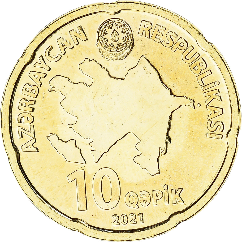 Coin, Azerbaijan, 10 Qapik, 2021, MS(63), Acier plaqué laiton