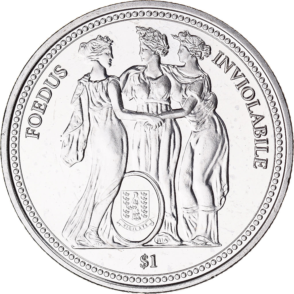 Moneta, ISOLE VERGINI BRITANNICHE, Dollar, 2022, Three Graces, SPL, Rame-nichel