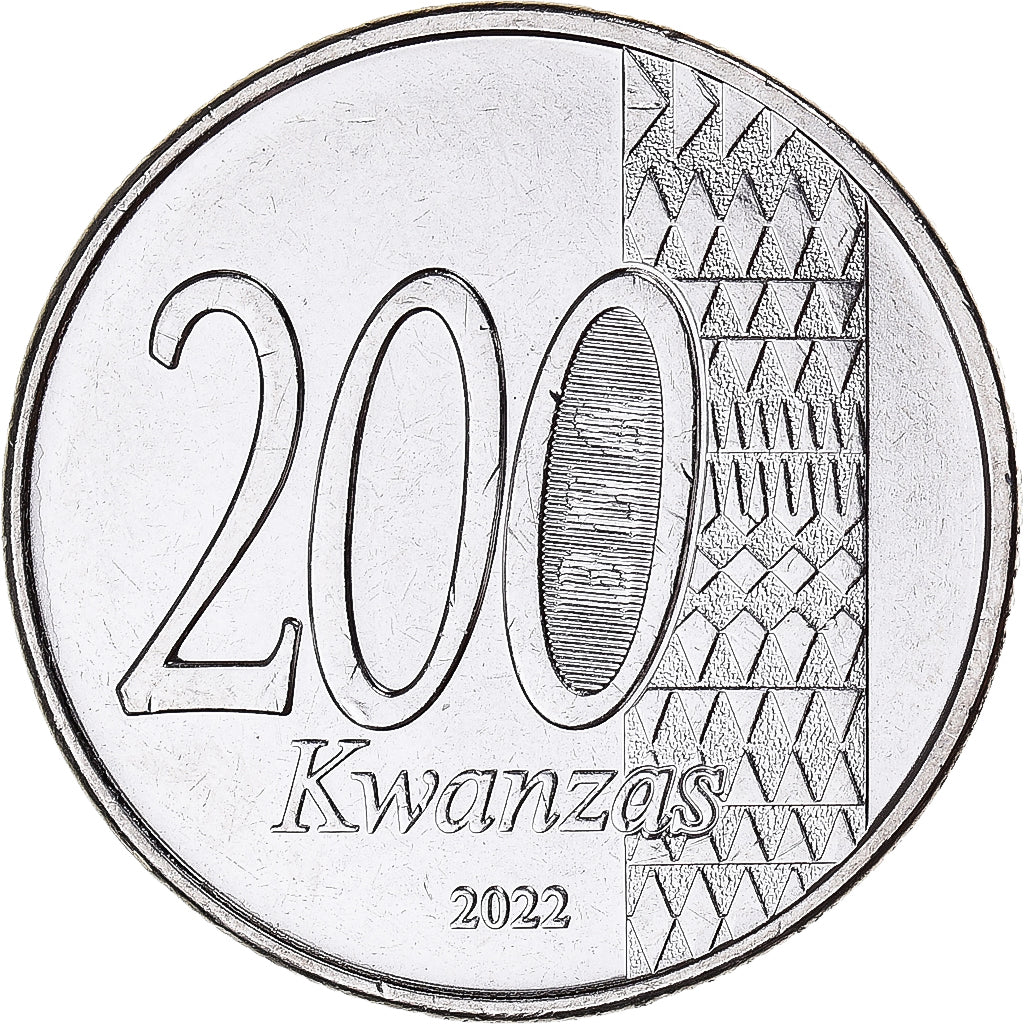 Coin, Angola, 200 Kwanzas, 2022, Paix et Réconciliation., MS(63), Nickel Plated
